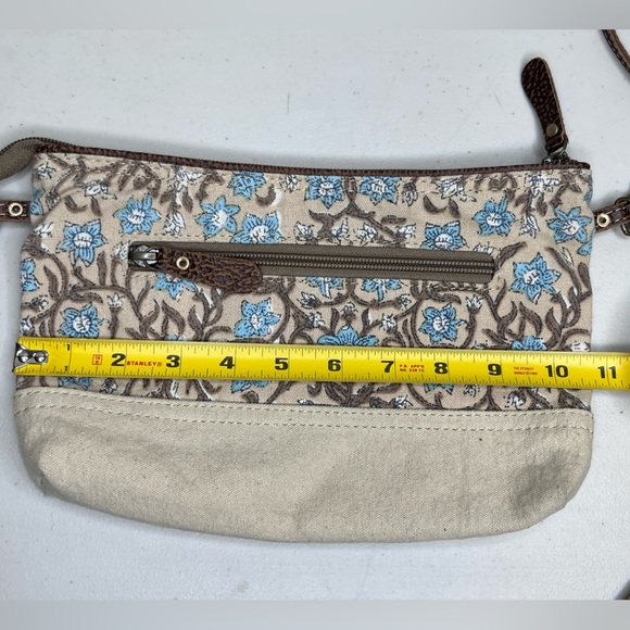 Myra Bag Floral Boho 100% Cotton Leather Trim Small Crossbody Bag - Picture 5 of 13